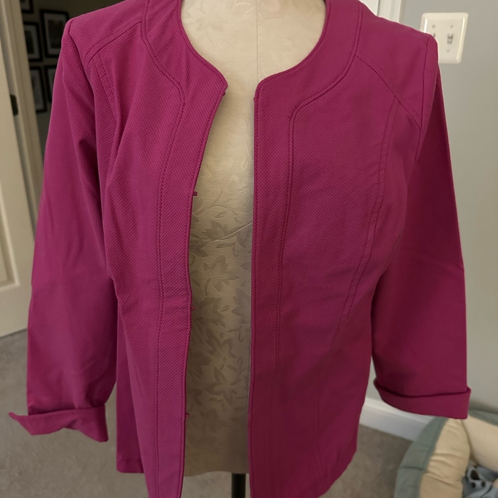 Chico's Pink Blazer Open Front Tailored Fit